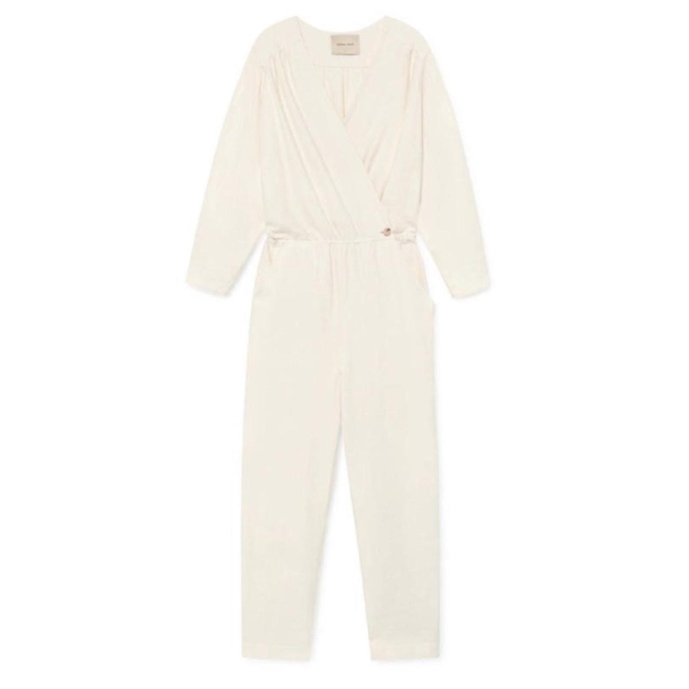 Paloma Wool White Jumpsuit Wrap Alexandria size Small Pockets V Neck